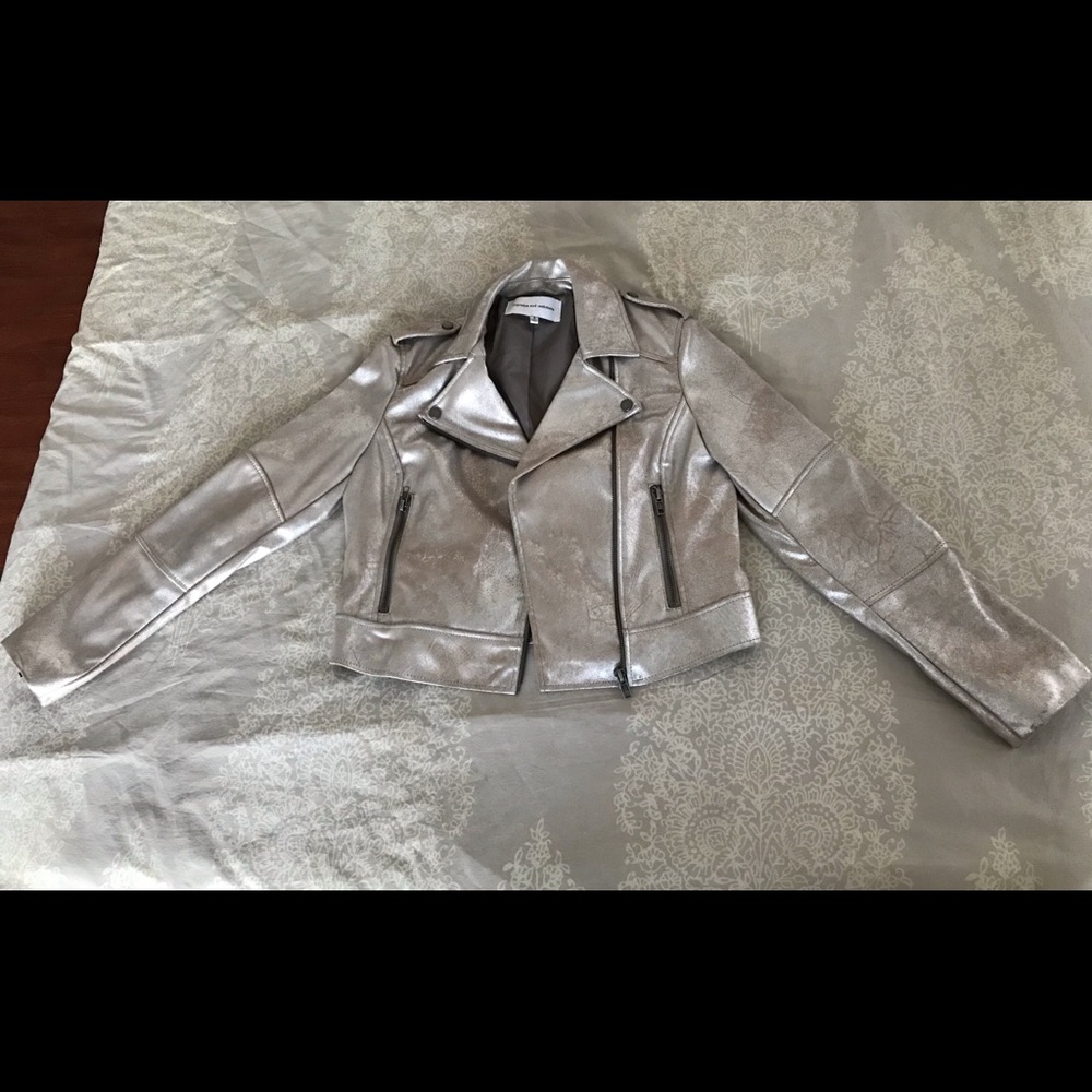 Glam Rock Silver Faux Leather Jacket